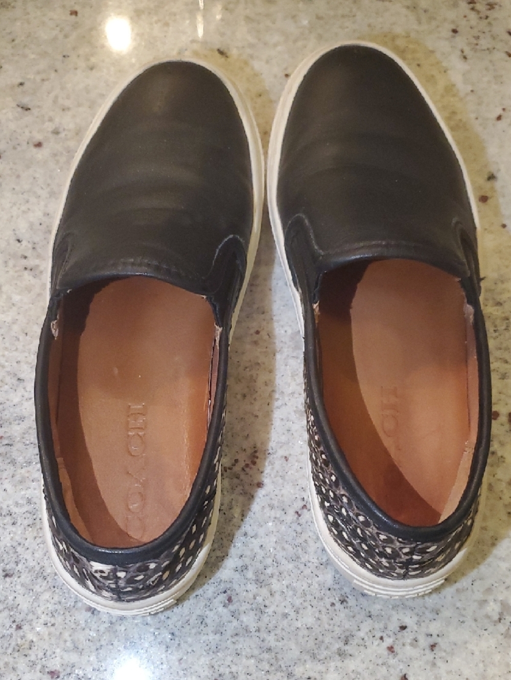 Coach Cameron Black Leather Snakeskin Slip-On Women's Loaafer Shoes Size 5 - Picture 2 of 9